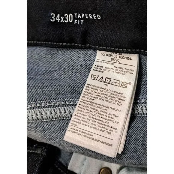 Banana Republic Mens 34/30 TRAVELER TAPERED FIT DARK BLUE Jeans Pants $130